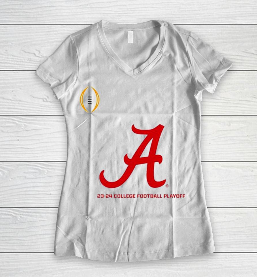 College Football Playoff Washington 23 24 Alabama Crimson Tide Women V-Neck T-Shirt