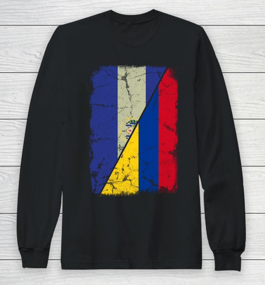 Colombian And Salvadorean Flag Together Mixed Family Roots Long Sleeve T-Shirt