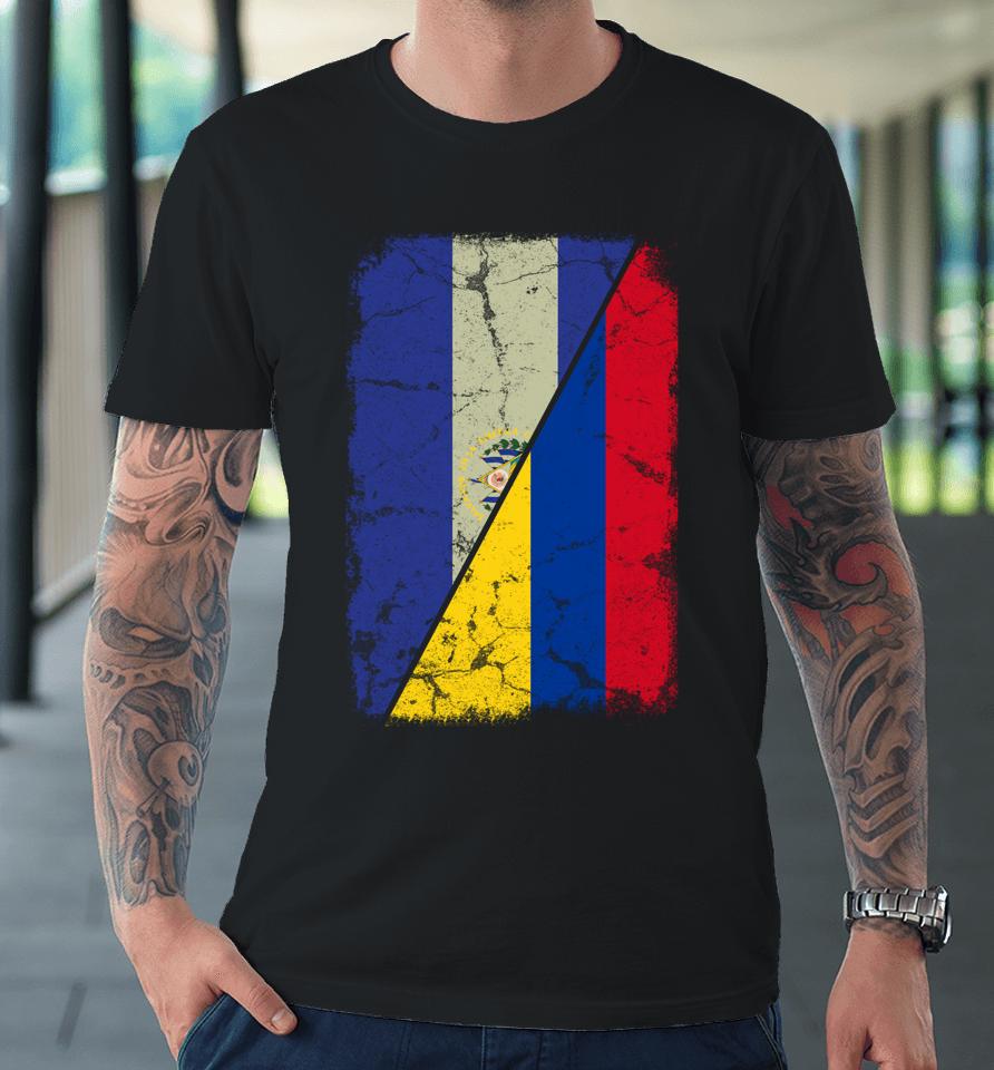 Colombian And Salvadorean Flag Together Mixed Family Roots Premium T-Shirt