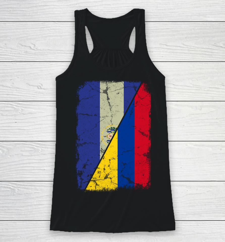 Colombian And Salvadorean Flag Together Mixed Family Roots Racerback Tank