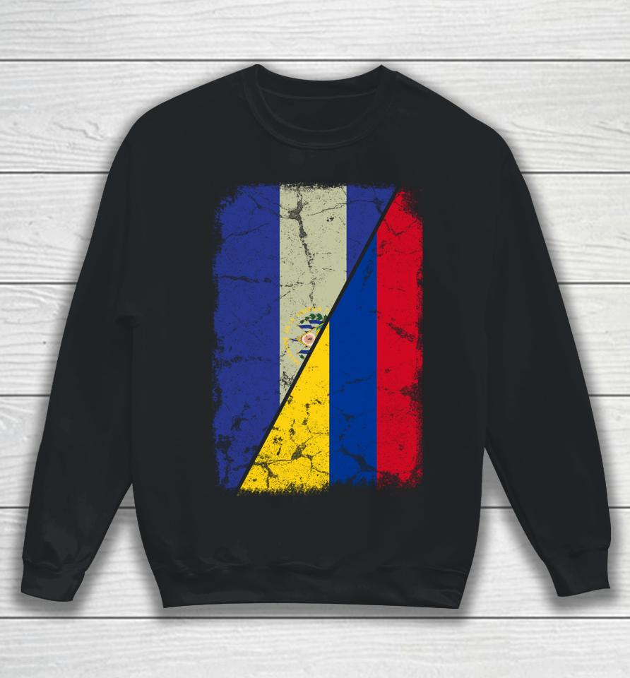 Colombian And Salvadorean Flag Together Mixed Family Roots Sweatshirt