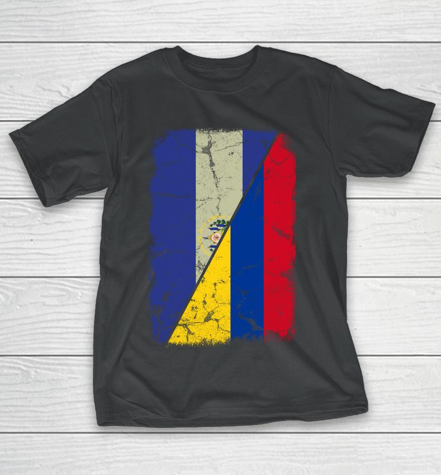Colombian And Salvadorean Flag Together Mixed Family Roots T-Shirt