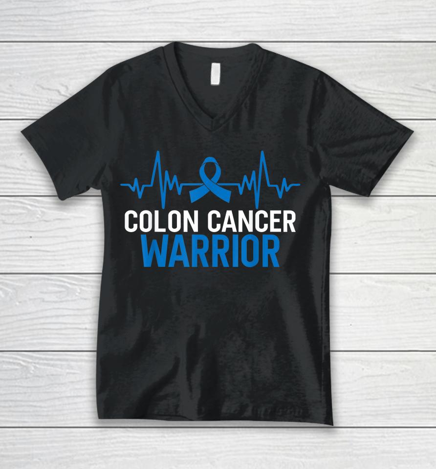 Colon Cancer Warrior Bleu Cancer Unisex V-Neck T-Shirt