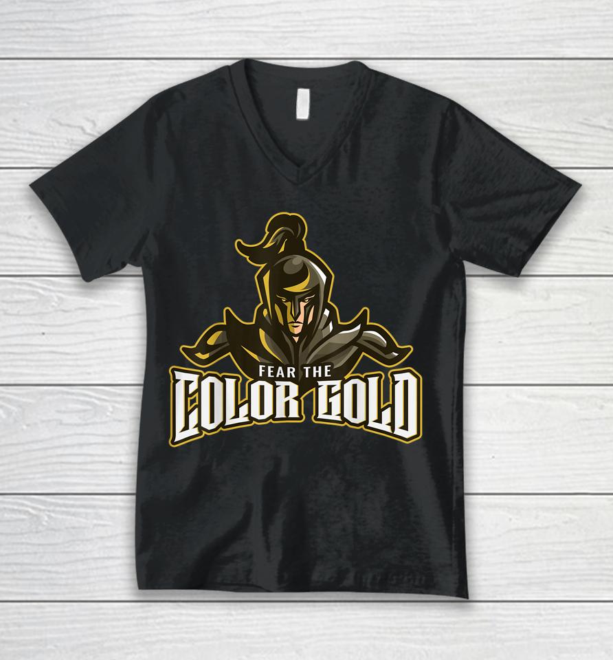 Color Gold Fear Knights Novelty Dragon Unisex V-Neck T-Shirt