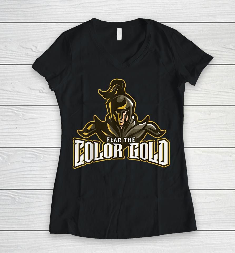 Color Gold Fear Knights Novelty Dragon Women V-Neck T-Shirt