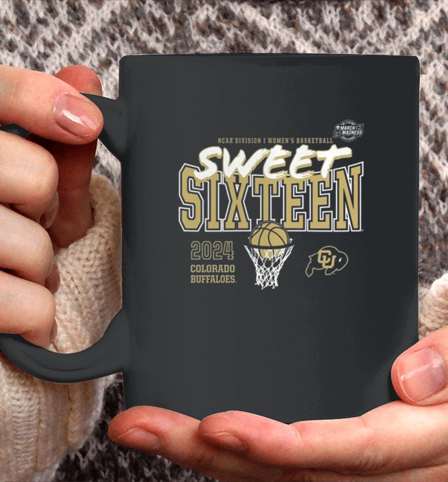 Colorado Buffaloes 2024 Ncaa Women’s Basketball Tournament March Madness Sweet 16 Coffee Mug