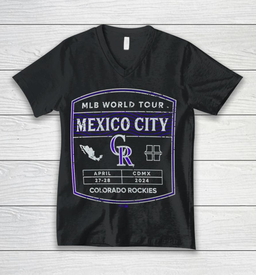 Colorado Rockies 2024 Mlb World Tour Mexico City Series Unisex V-Neck T-Shirt