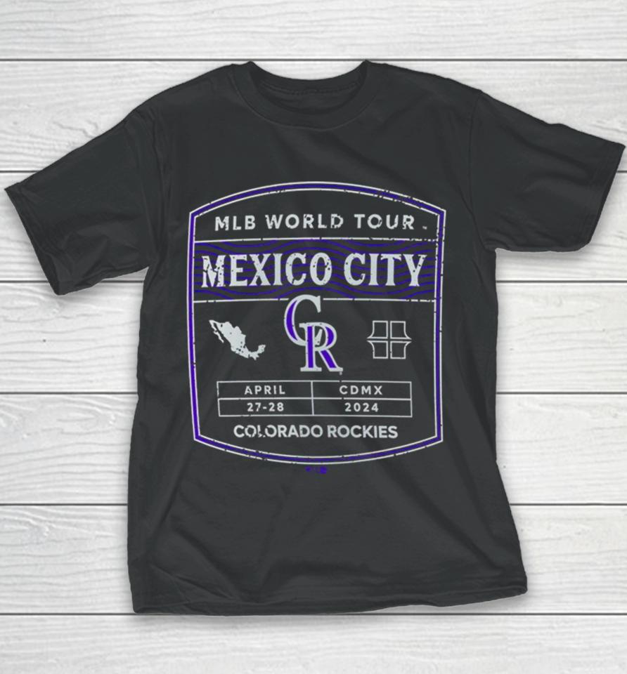 Colorado Rockies 2024 Mlb World Tour Mexico City Series Youth T-Shirt