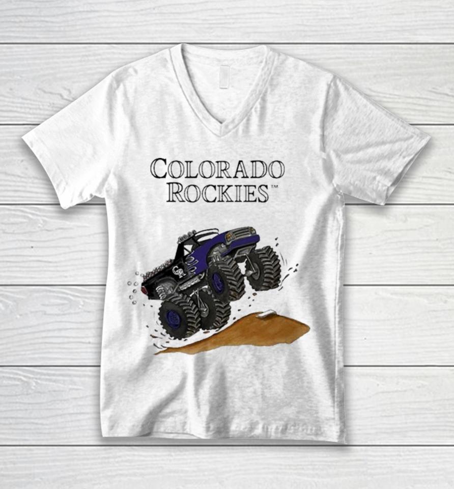 Colorado Rockies Monster Truck Mlb Unisex V-Neck T-Shirt