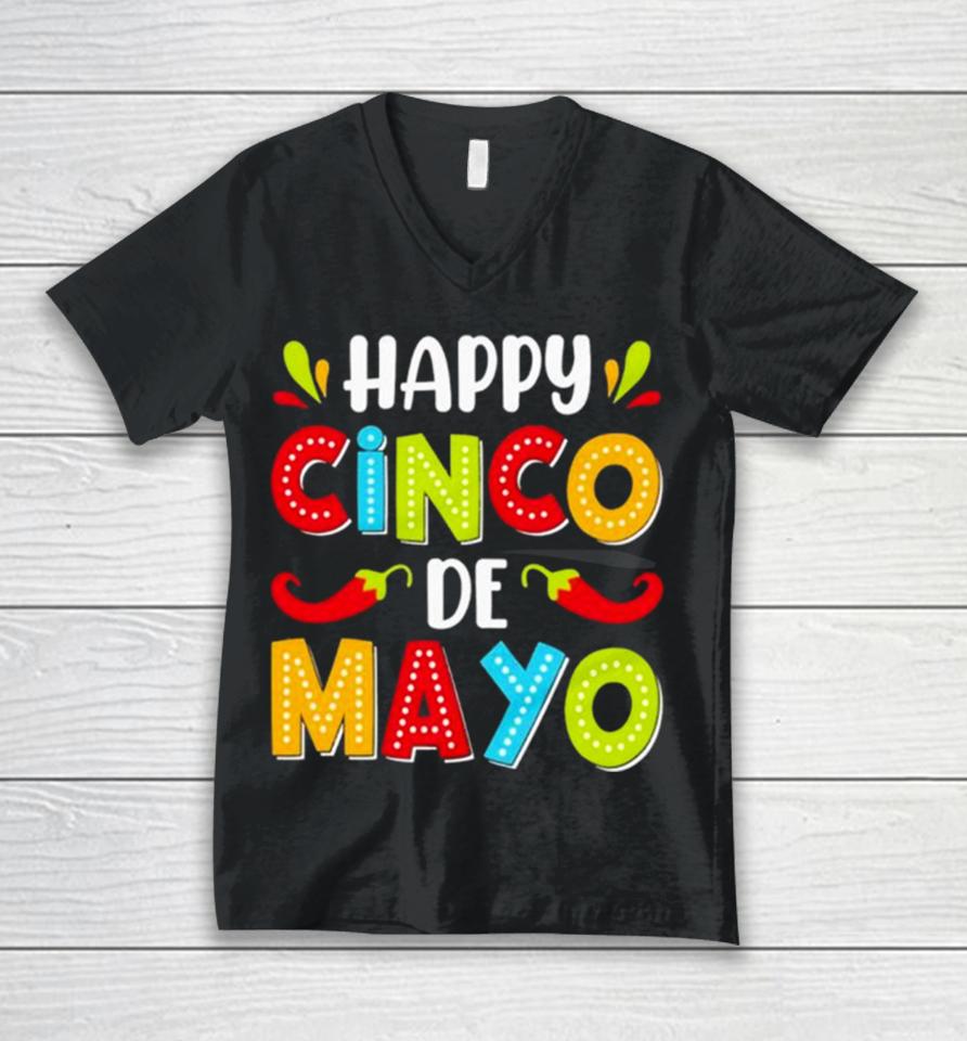 Colorful Happy Cinco De Mayo Cinco De Mayo Unisex V-Neck T-Shirt