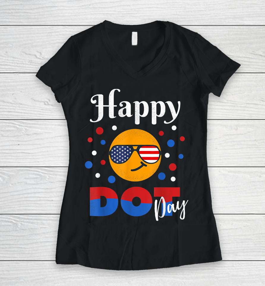 Colorful Happy Dot Day Polka Dot Gifts Women V-Neck T-Shirt