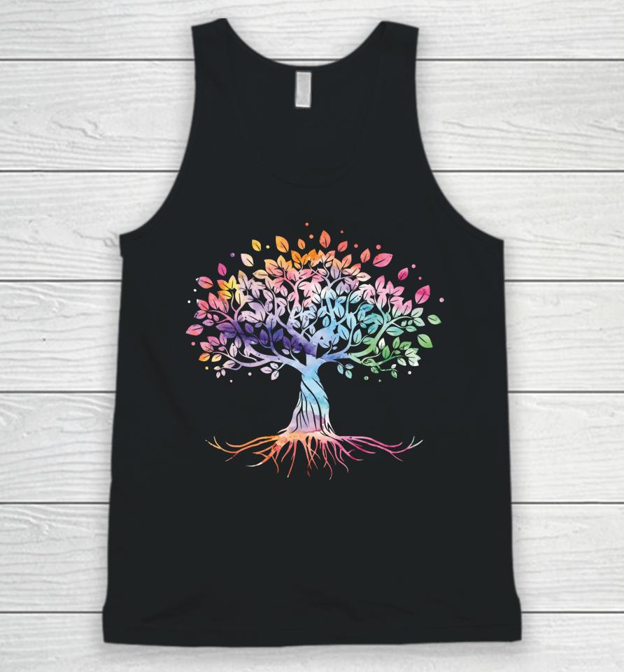 Colorful Life Is Really Good Vintage Unique Tree Art Gift Unisex Tank Top