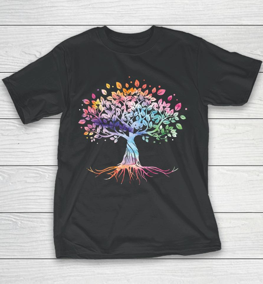Colorful Life Is Really Good Vintage Unique Tree Art Gift Youth T-Shirt