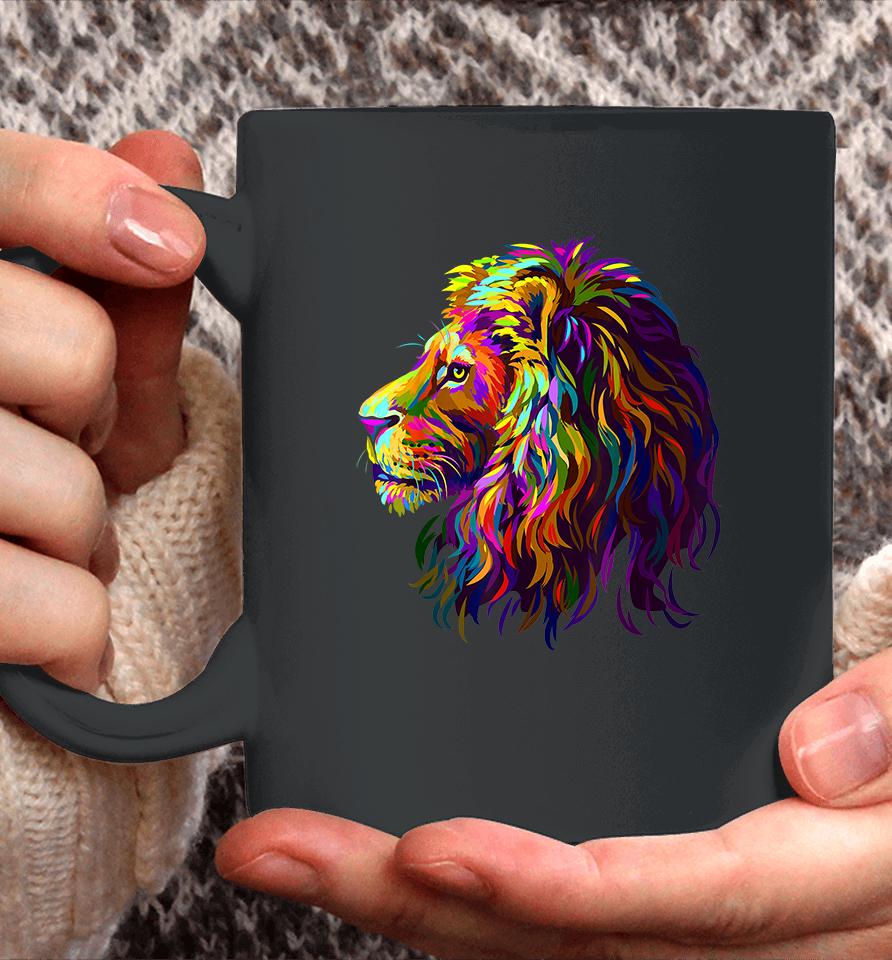 Colorful Lion Head Design Pop Art Style Coffee Mug