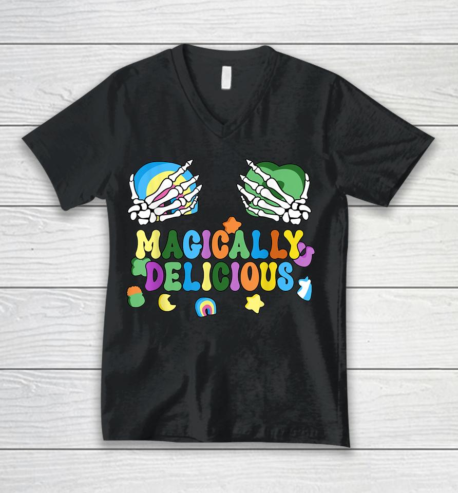 Colorful Magically Delicious Sexy Shamrock St Patrick's Day Unisex V-Neck T-Shirt