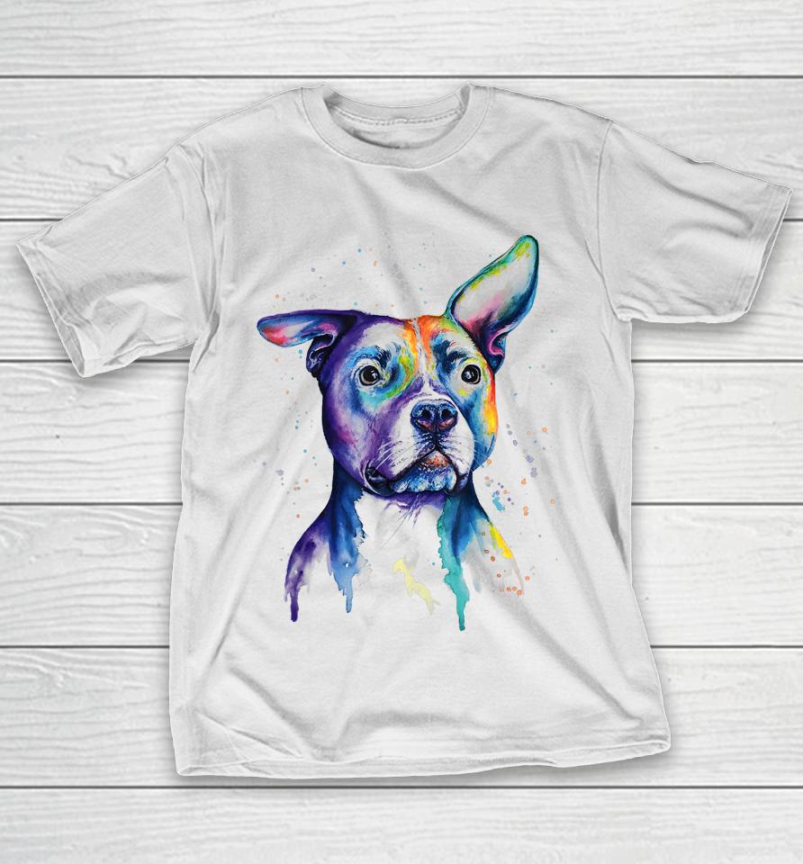 Colorful Pitbull Terrier Dog T-Shirt