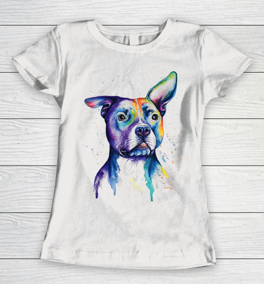 Colorful Pitbull Terrier Dog Women T-Shirt