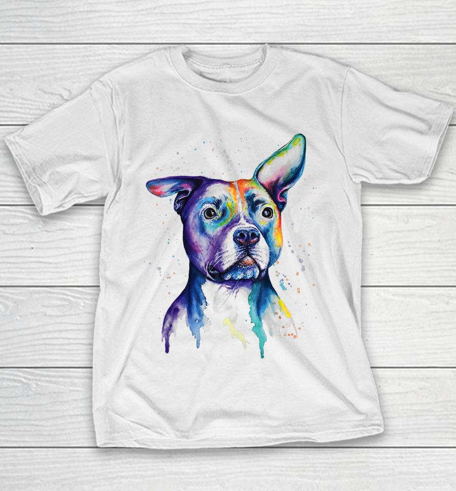 Colorful Pitbull Terrier Dog Youth T-Shirt