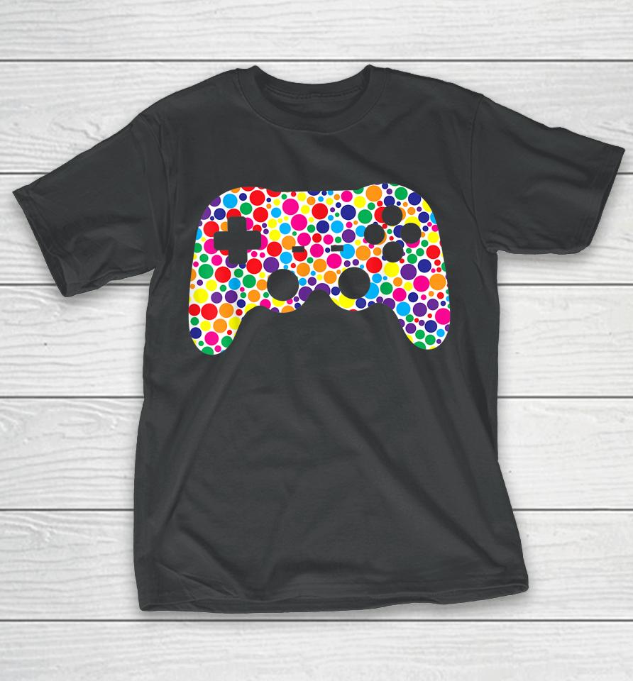 Colorful Polka Dot Game Controller International Dot Day T-Shirt
