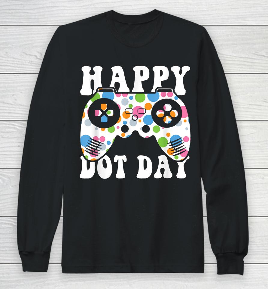 Colorful Polka Dot Game Controller International Dot Day Long Sleeve T-Shirt