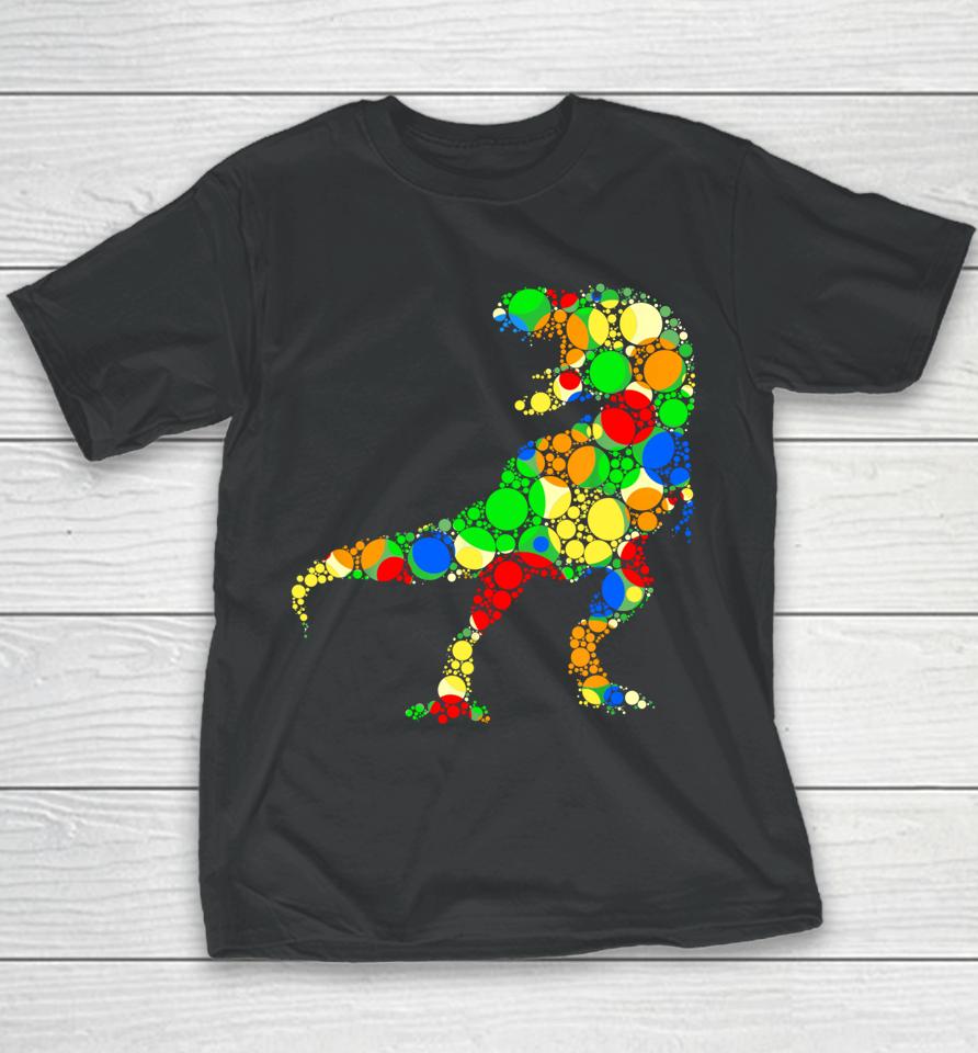 Colorful Polka Dot T Rex Dinosaur International Dot Day Youth T-Shirt
