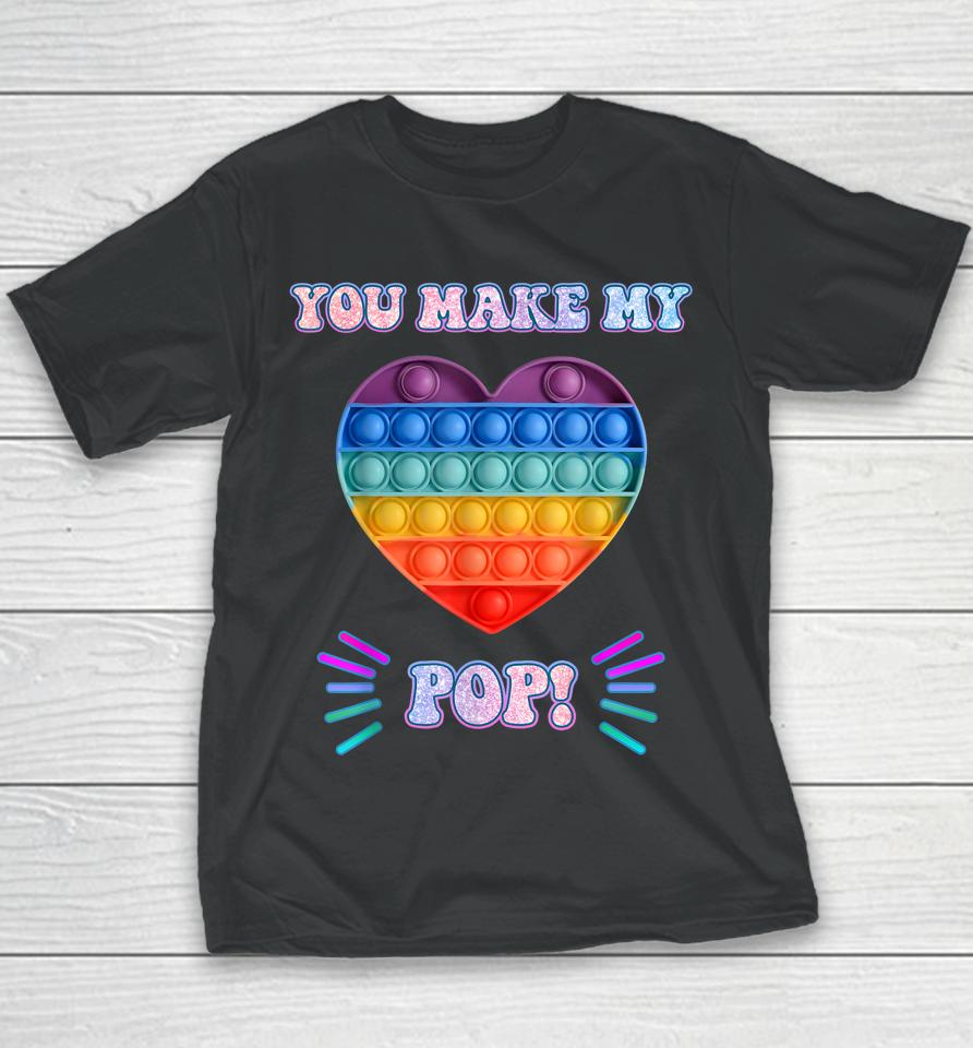 Colorful Pop It You Make My Heart Pop Cute Valentine Youth T-Shirt