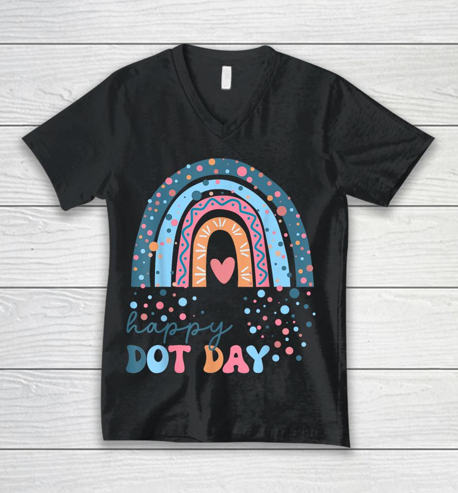 Colorful Rainbow Dots International Dot Day Teacher Student Unisex V-Neck T-Shirt