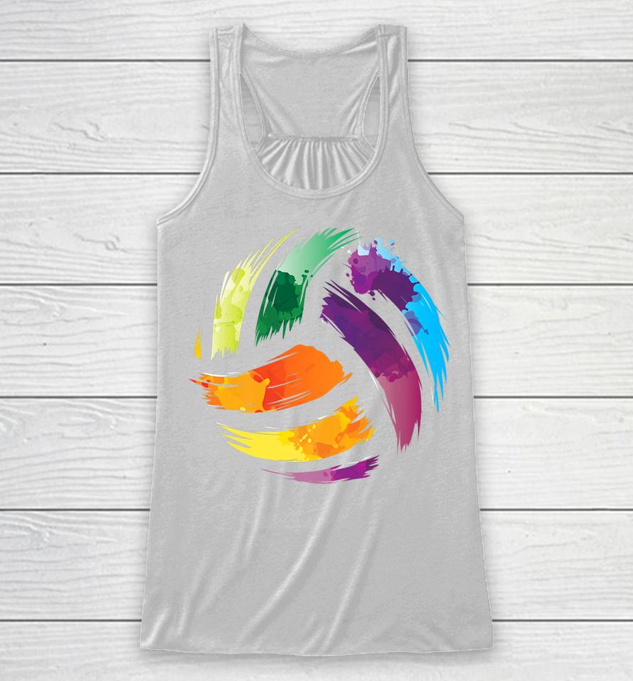 Colorful Volleyball Racerback Tank