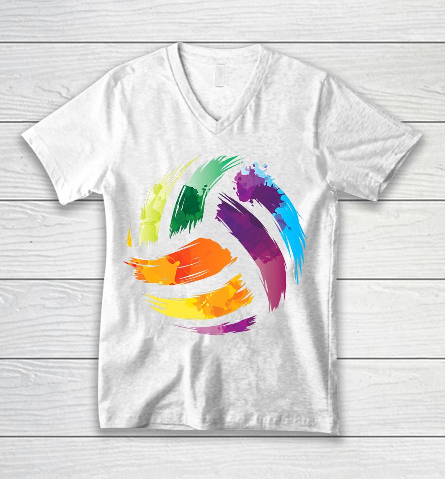 Colorful Volleyball Unisex V-Neck T-Shirt