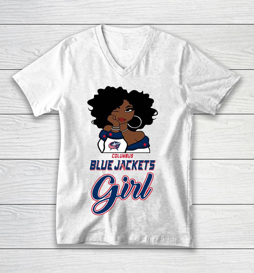 Columbus Blue Jackets Girl Nhl Unisex V-Neck T-Shirt