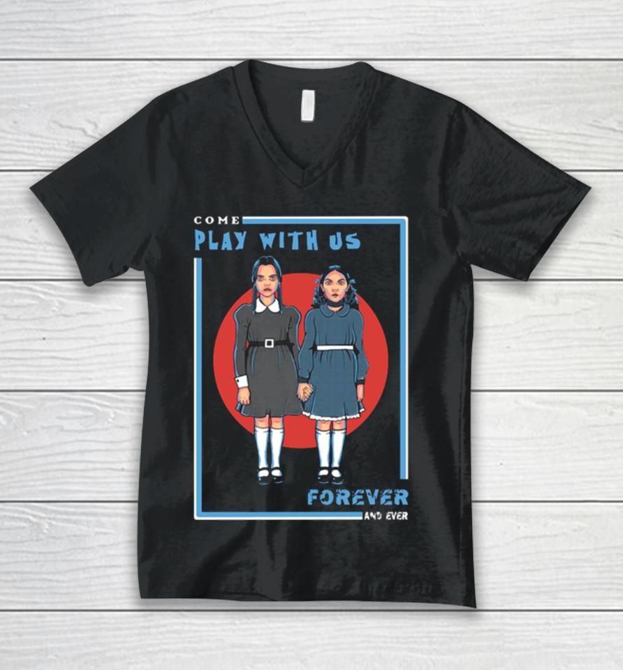 Come Play With Us Wednesday Christmas Unisex V-Neck T-Shirt