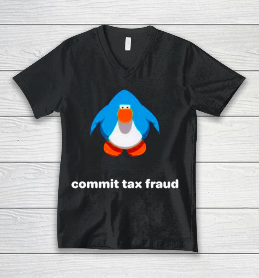 Commit Tax Fraud Club Penguin Unisex V-Neck T-Shirt