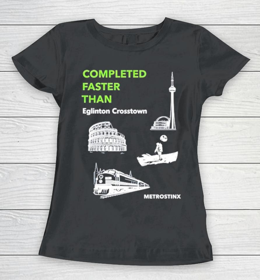 Completed Faster Than Eglinton Crosstown Metrostinx Women T-Shirt