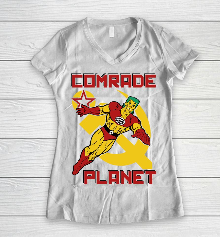Comrade Planet Women V-Neck T-Shirt