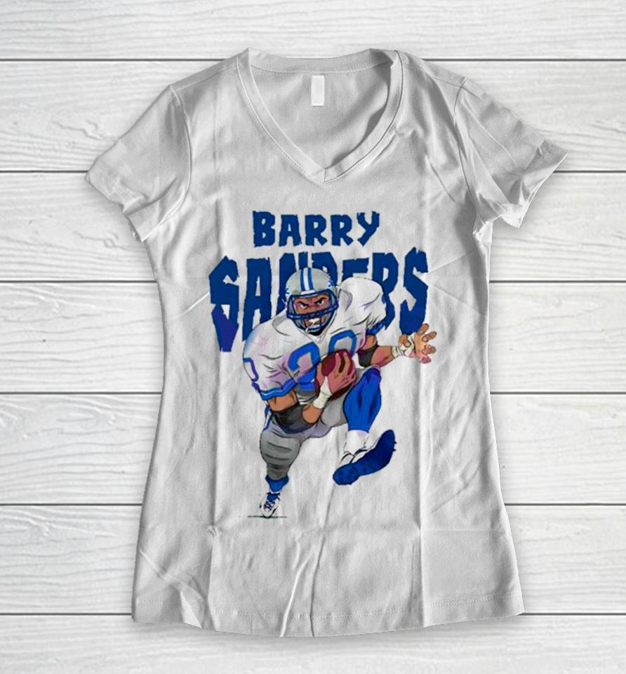 Concentrate During The Match Barry Sanders Detroit Football Player Women V-Neck T-Shirt