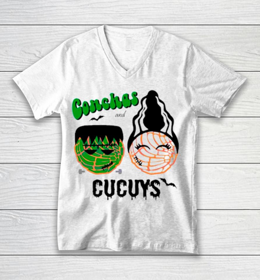 Conchas And Cucuys Frankenstein And Bride Of Franken Unisex V-Neck T-Shirt