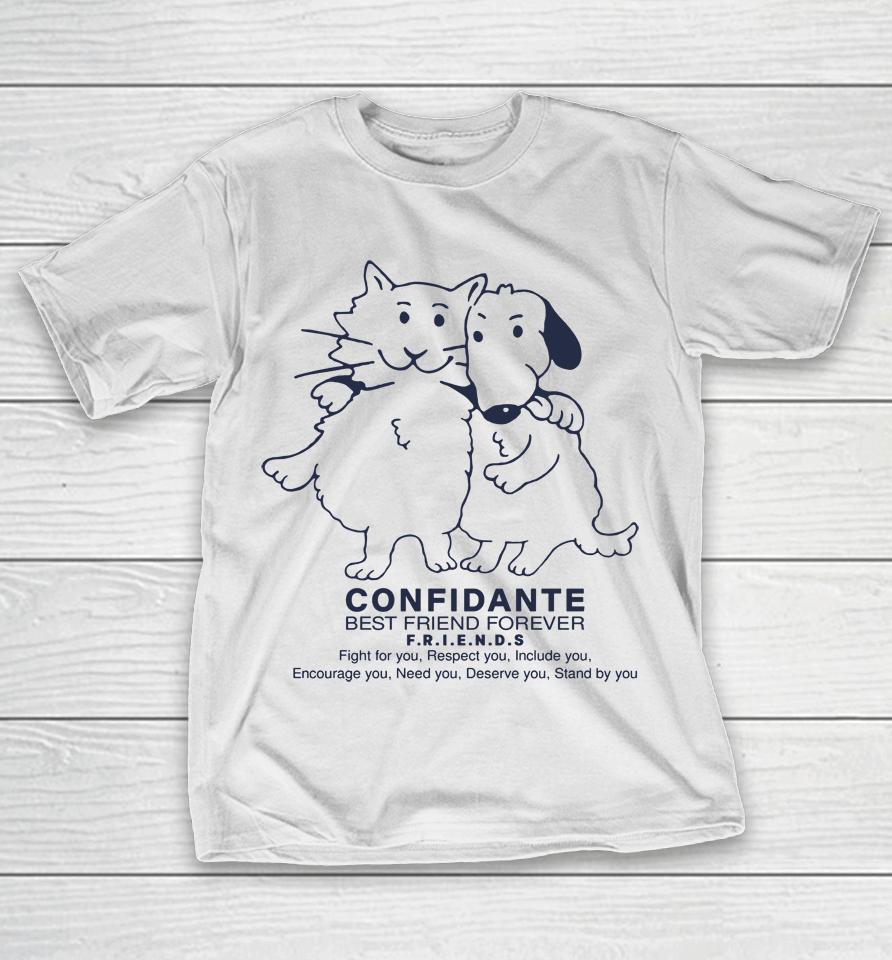 Confidante Best Friend Forever Cat And Dog T-Shirt