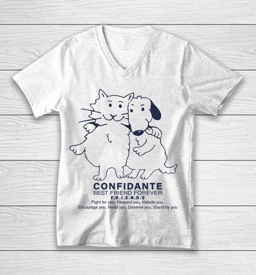 Confidante Best Friend Forever Cat And Dog Unisex V-Neck T-Shirt