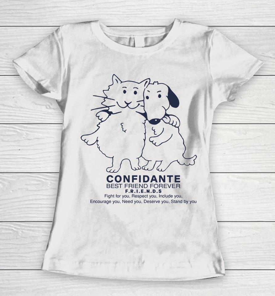Confidante Best Friend Forever Cat And Dog Women T-Shirt