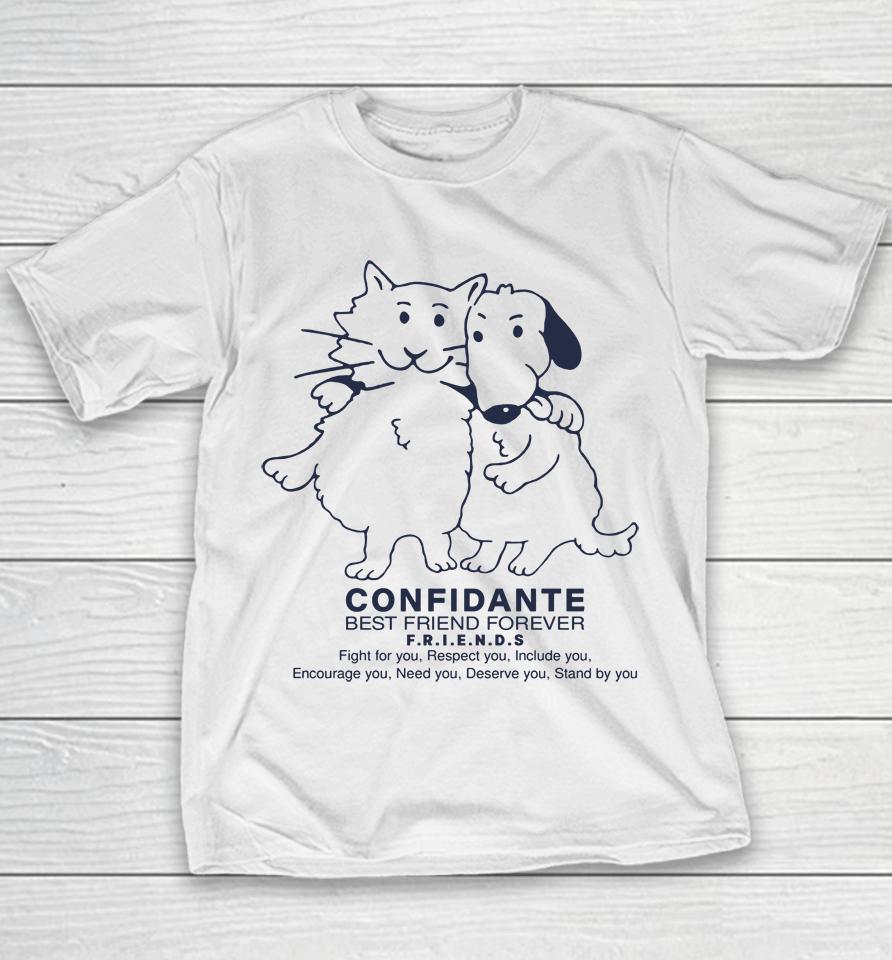 Confidante Best Friend Forever Cat And Dog Youth T-Shirt