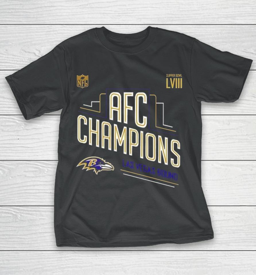 Congrats Baltimore Ravens 2023 Afc Champions And Advance To Super Bowl Lviii Las Vegas Bound T-Shirt