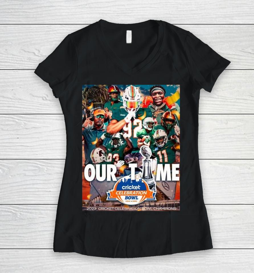 Congrats Florida A And M Rattlers Football For The Cricket Celebration Bowl Champions 2023 Women V-Neck T-Shirt