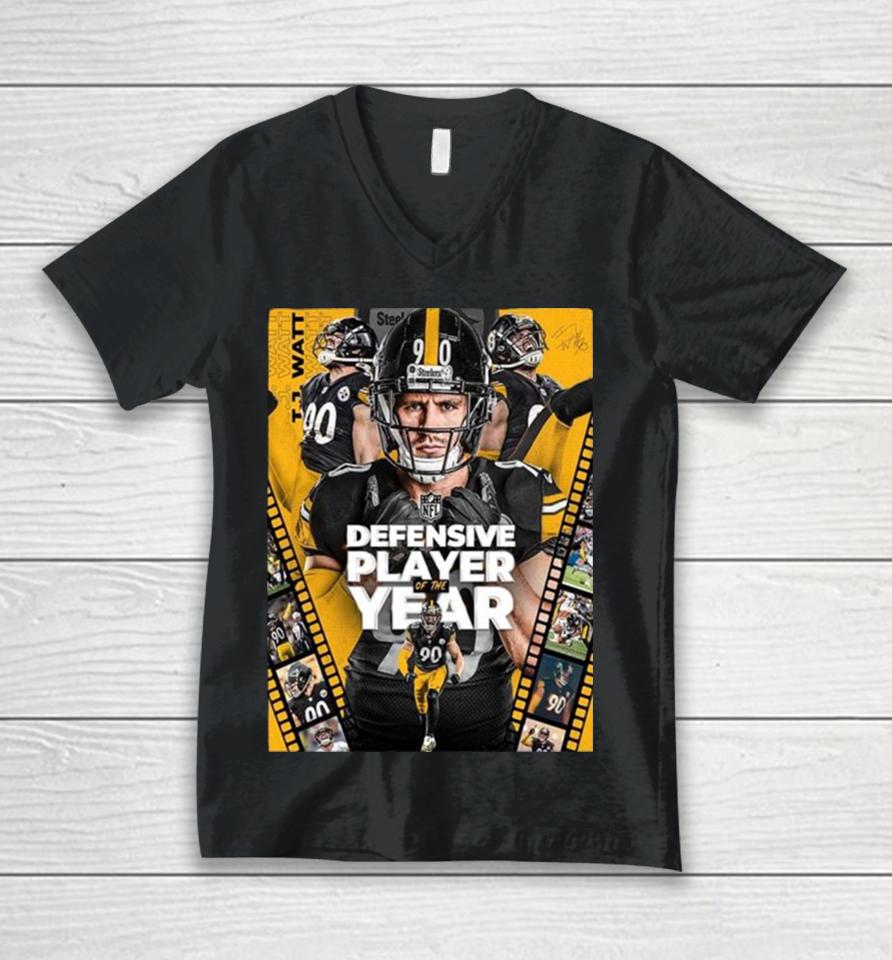 Congrats Tj Watt From Pittsburgh Steelers Is Nfl Defensive Player Of The Year Unisex V-Neck T-Shirt