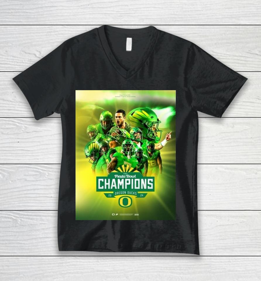 Congrats To Oregon Ducks Football Win The 2024 Vrbo Fiesta Bowl Champions Ncaa College Football Unisex V-Neck T-Shirt