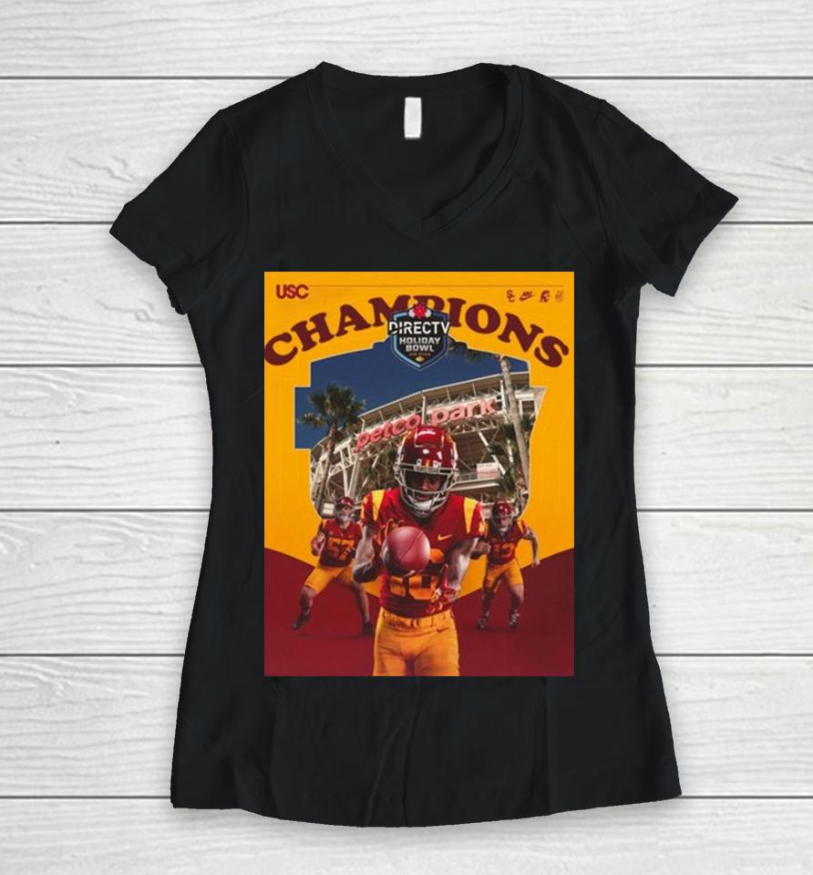 Congrats To Usc Trojans Is The 2023 Directtv Holiday Bowl Champions Ncaa College Football Women V-Neck T-Shirt