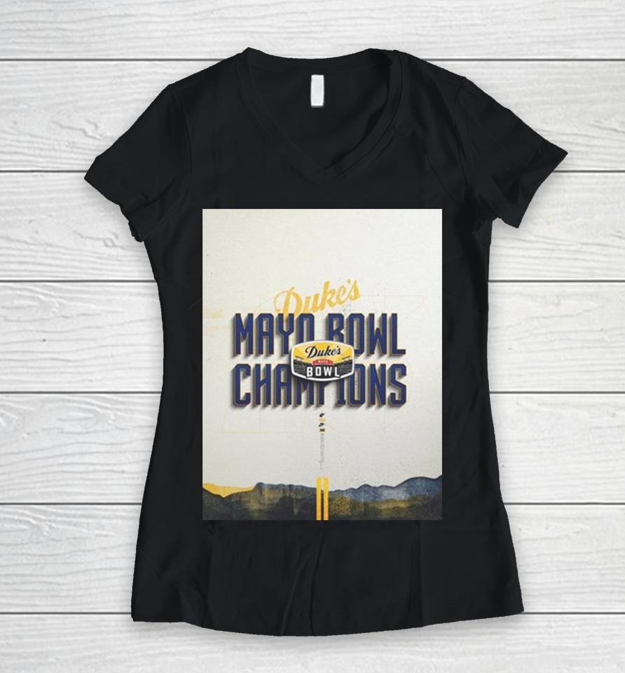 Congrats To West Virginia Mountaineers Is The 2023 Duke’s Mayo Bowl Champions Ncaa College Football Women V-Neck T-Shirt