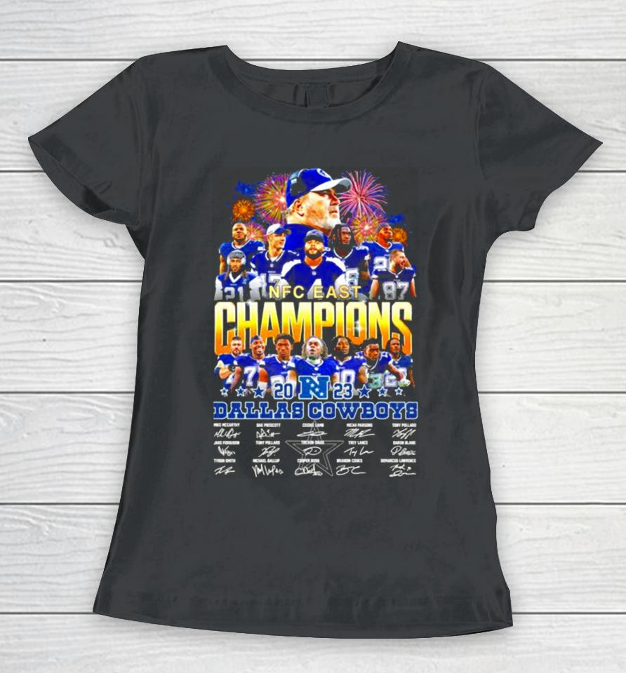 Congratulation 2023 Nfc East Division Champions Dallas Cowboys Football Signatures Women T-Shirt
