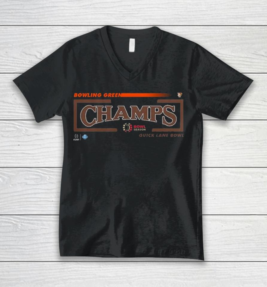 Congratulations Bowling Green Is Champions Of Quick Lane Bowl College Football Bowl Games Season 2023 2024 Unisex V-Neck T-Shirt