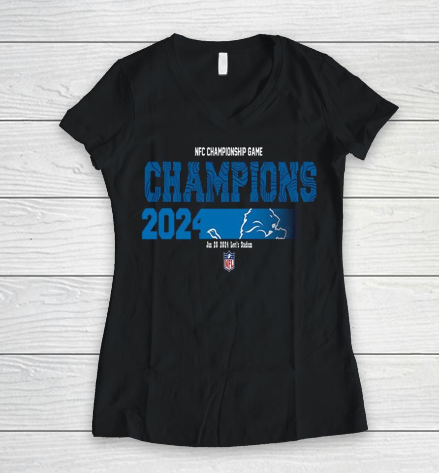 Congratulations Detroit Lions Is Champions Of Nfc Championship Game Season 2023 2024 Women V-Neck T-Shirt