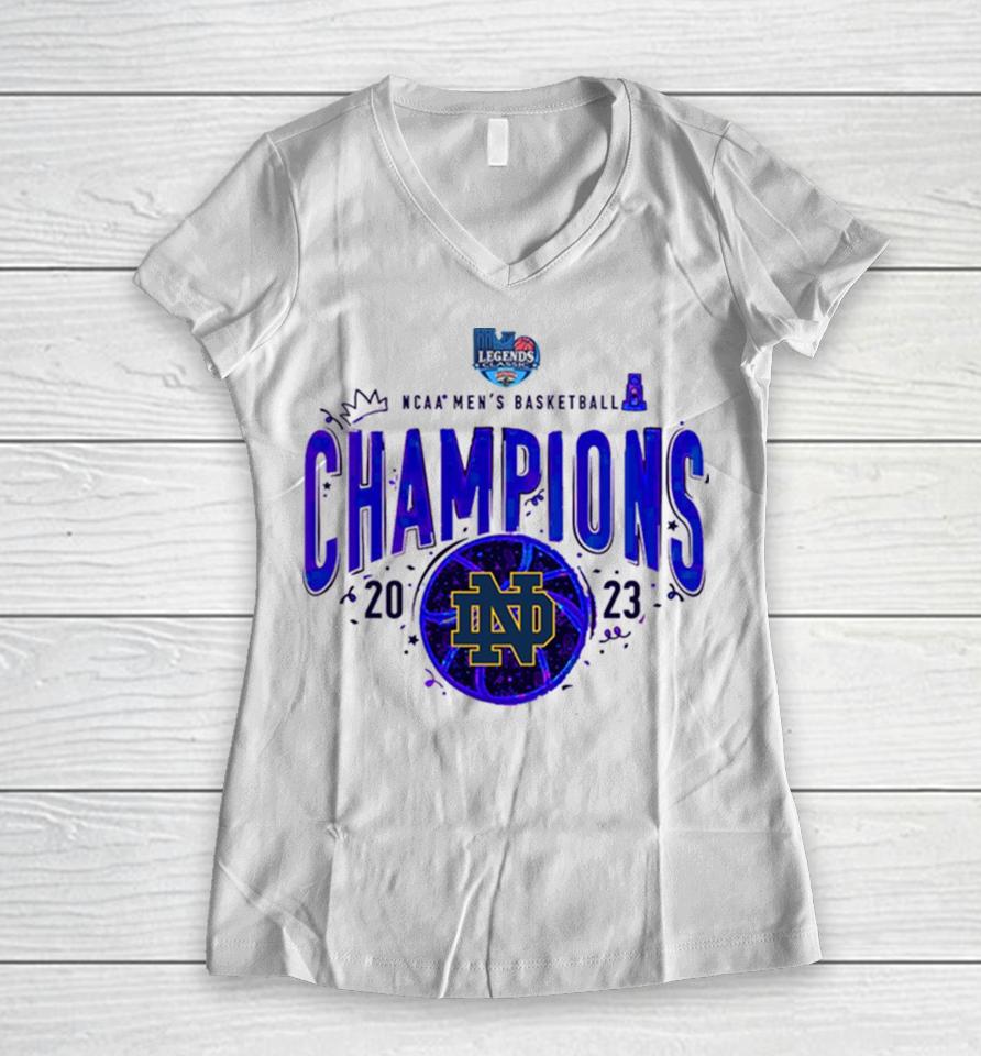 Congratulations Notre Dame Fighting Irish Basketball Team Champions Legends Classic 2023 Tournament Ncaa Men’s Basketball Women V-Neck T-Shirt